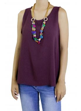Canotta tinta unita con collana